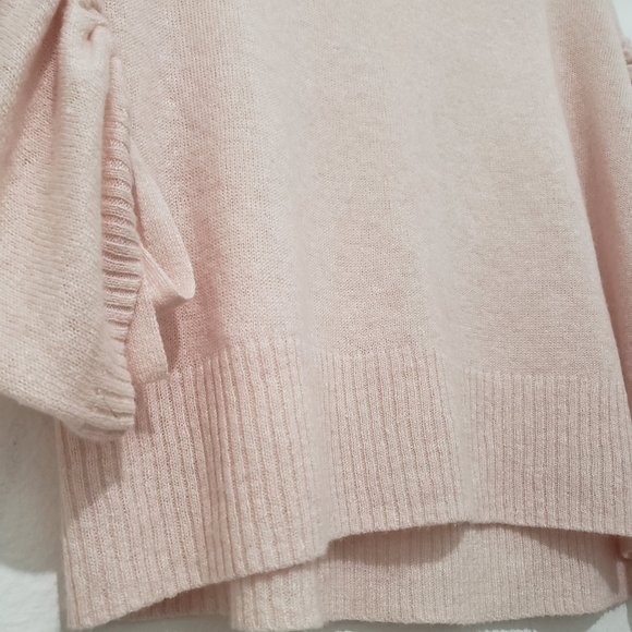 A.L.C. pale pink ruched tie sleeve cashmere wool Linen blend pull-over sweater M - Picture 3 of 8